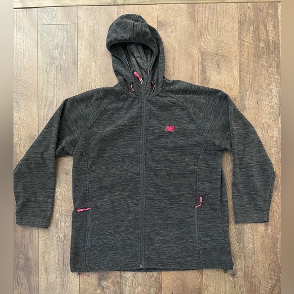 New Balance Women's Full Zip Hooded Jacket Gray w/ Pink Trim Size 2X - Picture 1 of 13
